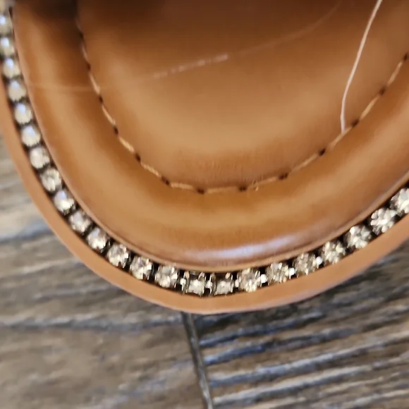 INC International Concepts Tan Woven Sandals with Crystal Accents - Picture 6 of 10